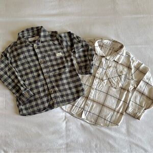 Zara Kids Plaid Shirt Set - Sage/Black and Cream/Tan